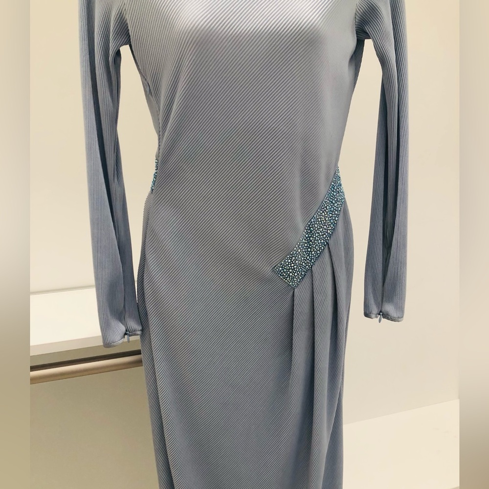 Giorgio Armani Light Blue Long Sleeve Maxi Dress. Size 36 - Picture 8 of 14
